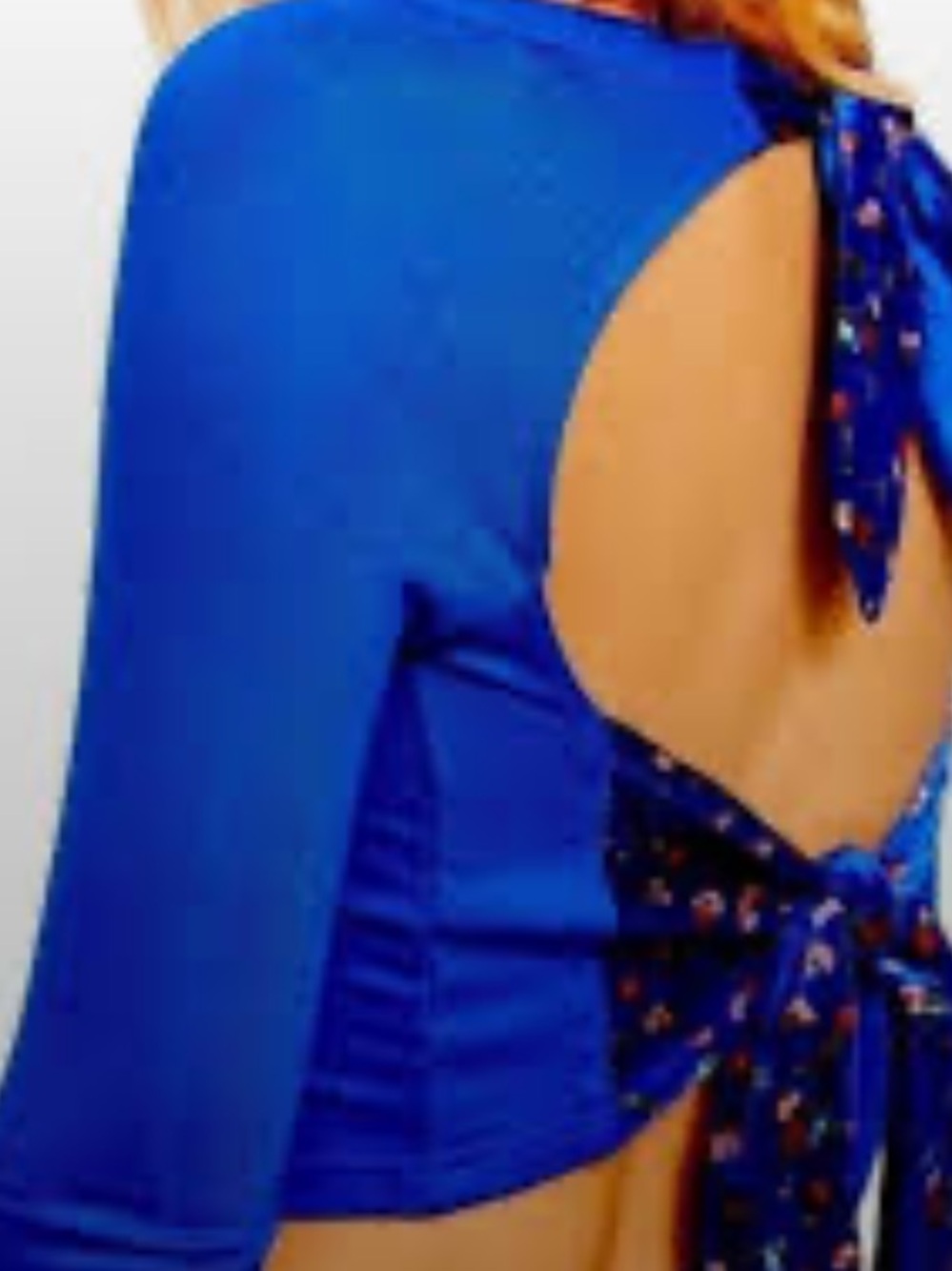 Free People Royal Blue Long-Sleeve Cropped Top